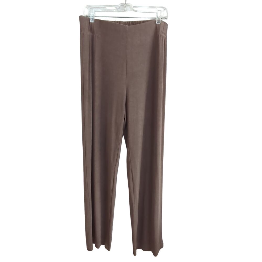Dana Buchman Travel Anywhere Pants‎ Womens L Brown Slinky Elastic Waist